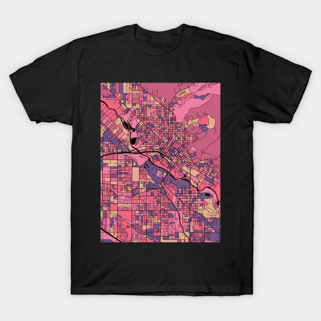 Boise Map Pattern in Purple & Pink T-Shirt by PatternMaps